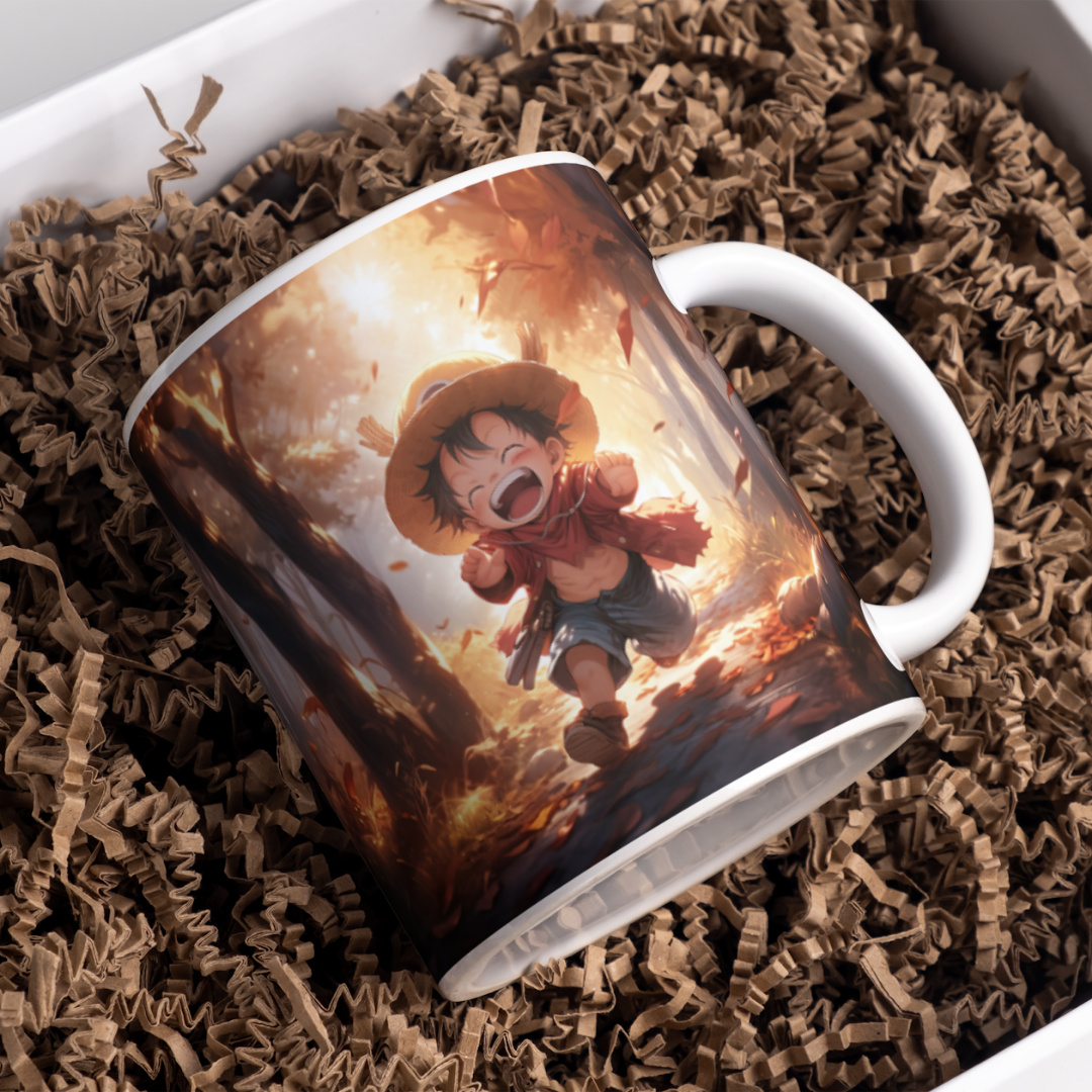 Luffy Chibbi Anime Printed Premium Quality Coffee Mug (350ml) Ceramic White Mug