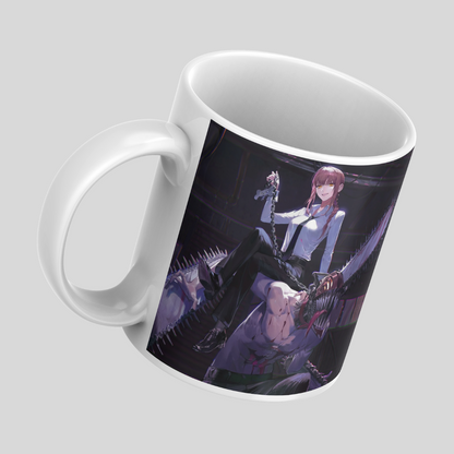 Makima X Denji Chainsaw Man Anime Printed Premium Quality Coffee Mug (350ml) Ceramic White Mug